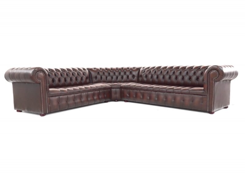 Craftshades Dark Maroon L shape Chesterfield Sofa - Image 2