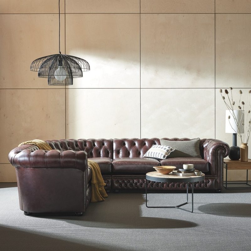 Craftshades Deep Brown L shape Chesterfield Sofa - Image 4