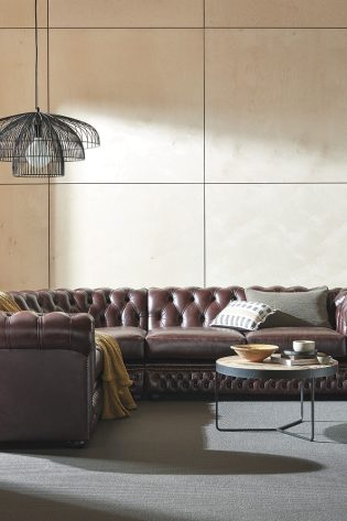 Craftshades Deep Brown L shape Chesterfield Sofa