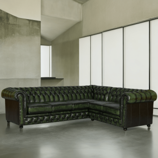 Craftshades Forest Green L shape Chesterfield sofa