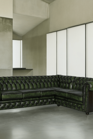 Craftshades Forest Green L shape Chesterfield sofa