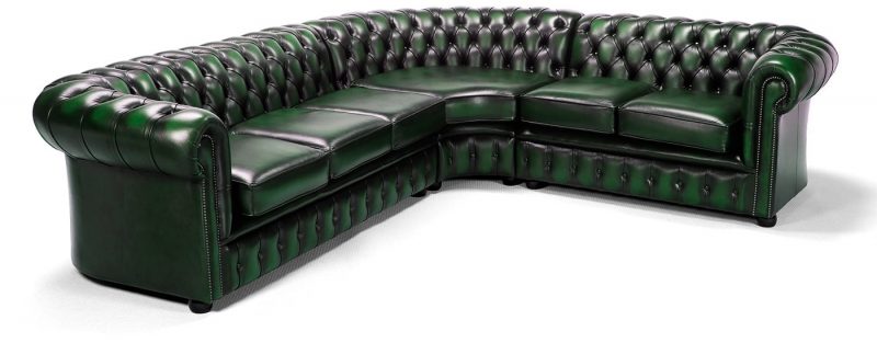 Craftshades Green L shape Chesterfield Sofa