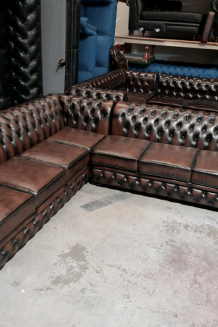Craftshades Rustic Brown L shape Chesterfield sofa