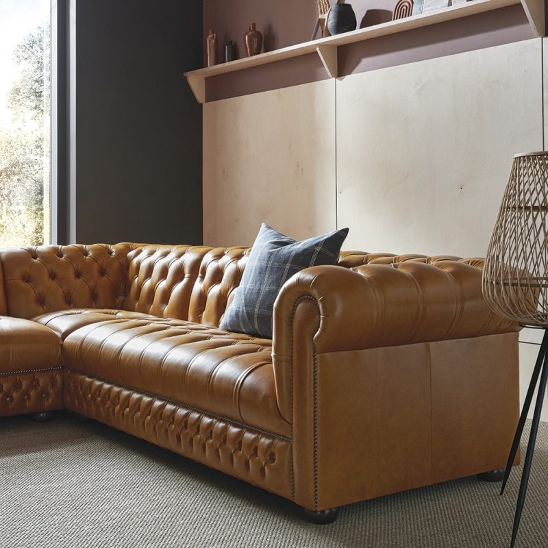 Craftshades Tan L shape Chesterfield Sofa - Image 4