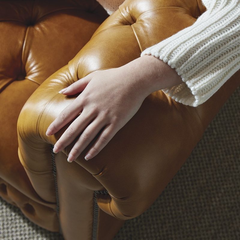 Craftshades Tan L shape Chesterfield Sofa - Image 2