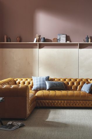 Craftshades Tan L shape Chesterfield Sofa