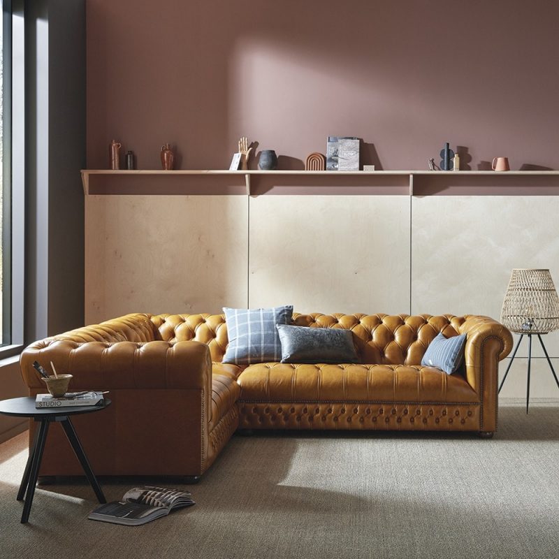 Craftshades Tan L shape Chesterfield Sofa - Image 5