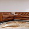 Craftshades Whiskey Brown L shape Chesterfield sofa