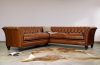 Craftshades Whiskey Brown L shape Chesterfield sofa