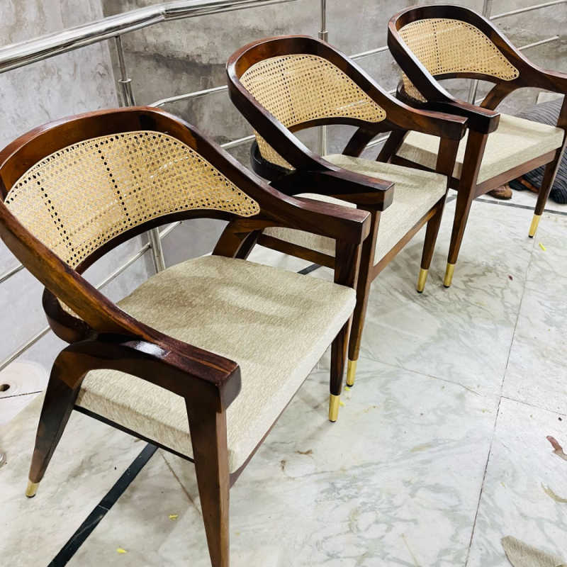 Craftshades  Wooden Chair Rattan Arm Chair - Image 4