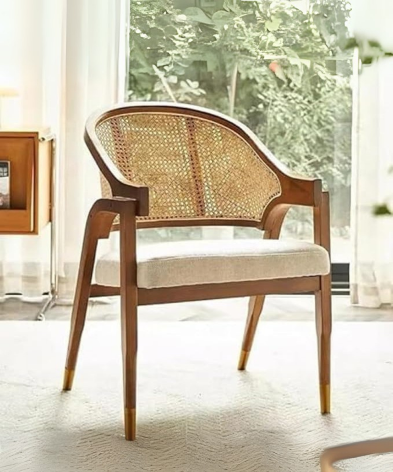 Craftshades  Wooden Chair Rattan Arm Chair - Image 3