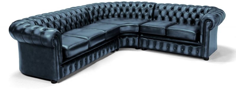 Craftshades blue L shape Chesterfield Sofa