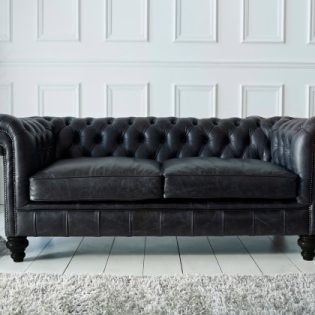 craftshades Charcoal Black four seater Chesterfield Sofa