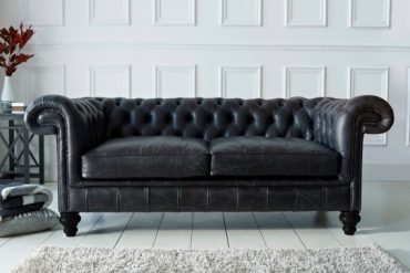 craftshades Charcoal Black four seater Chesterfield Sofa