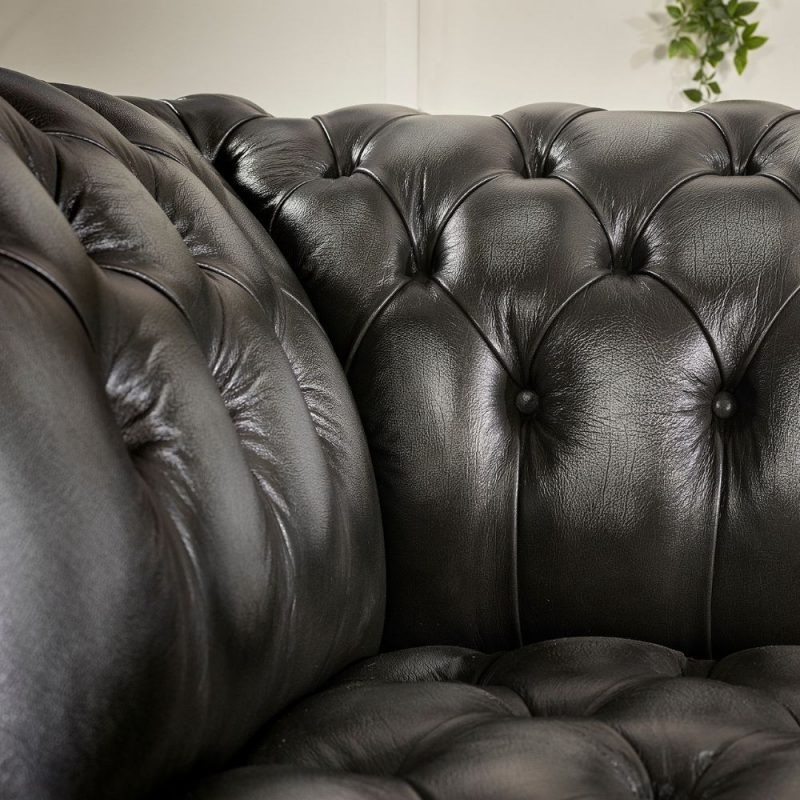 craftshades Charcoal Black three  seater Chesterfield sofa - Image 5
