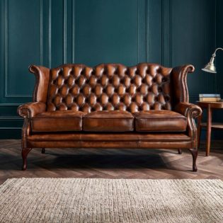 craftshades Charcoal Brown three seater Chesterfield sofa