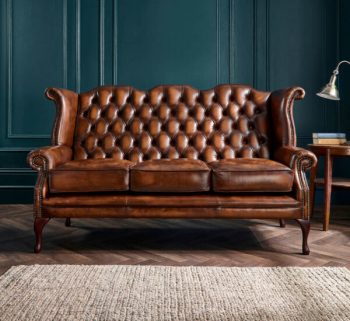 craftshades Charcoal Brown three seater Chesterfield sofa