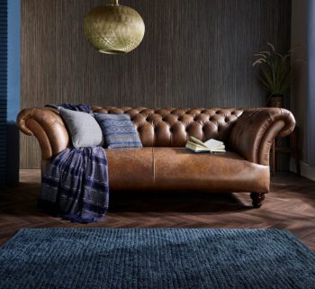 craftshades Chestnut Brown two seater Chesterfield sofa