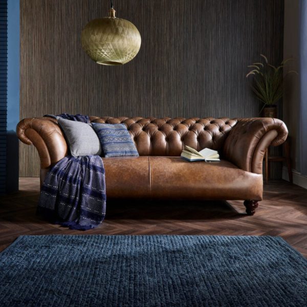 craftshades Chestnut Brown two seater Chesterfield sofa