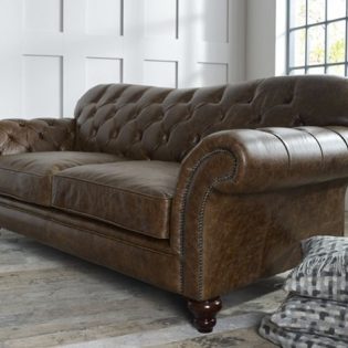 craftshades Distressed Chestnu four seater Chesterfield Sofa
