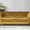 Craftshades Mustard Yellow Four Seater Chesterfield Sofa - Image 3