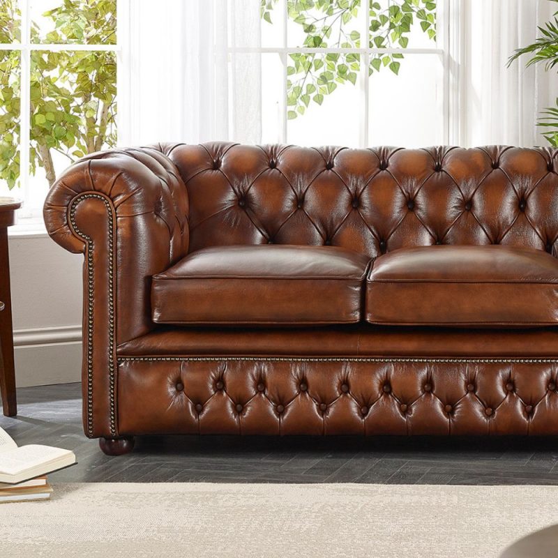 Craftshades Vintage Brown three seater Chesterfield  sofa - Image 3
