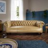 craftshades Warm Tan three seater Chesterfield sofa