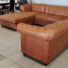 craftshades Whiskey Brown L shape Chesterfield sofa