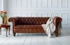 craftshades Whiskey Brown three seater Chesterfield sofa