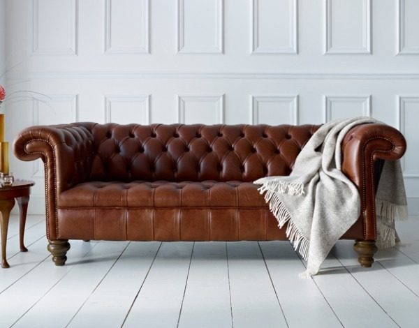 craftshades Whiskey Brown three seater Chesterfield sofa