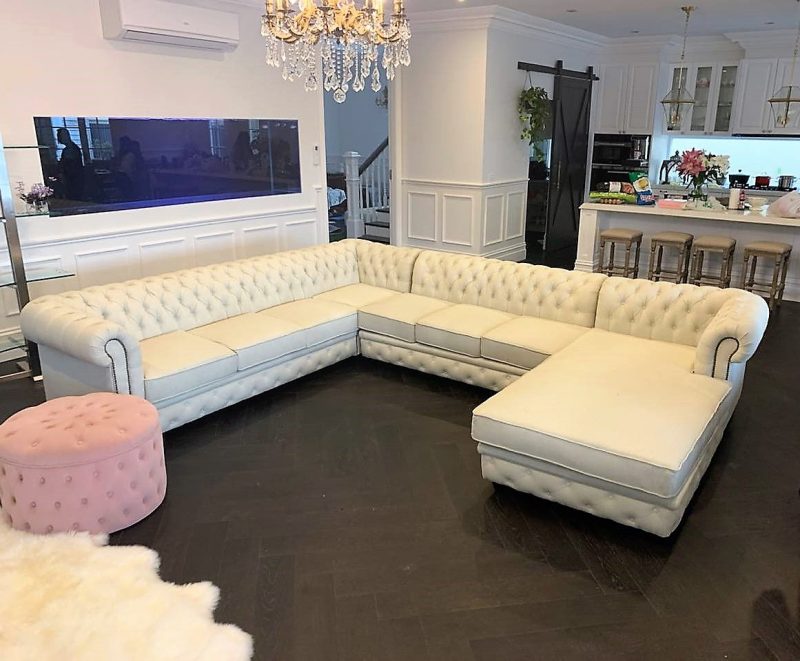 craftshades Cream L shape Chesterfield sofa - Image 2