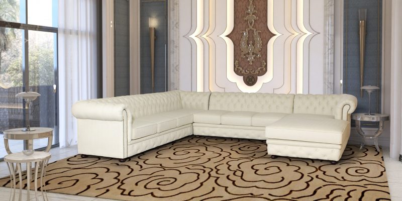 craftshades Cream L shape Chesterfield sofa - Image 4