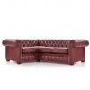 craftshades deep burgundy L shape Chesterfield sofa