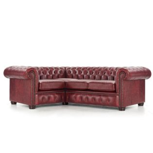 craftshades deep burgundy L shape Chesterfield sofa