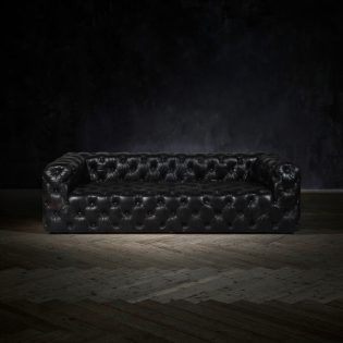 craftshades rich dark brownish-gray three seater Chesterfield sofa