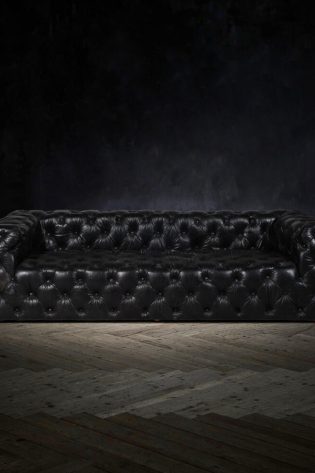craftshades rich dark brownish-gray three seater Chesterfield sofa