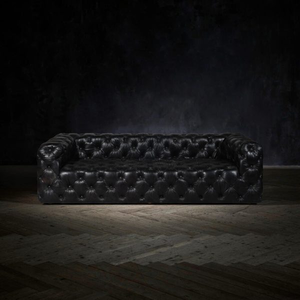 craftshades rich dark brownish-gray three seater Chesterfield sofa