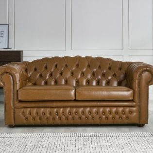 craftshades saddle brown four seater Chesterfield Sofa