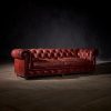 Craftshades Vintage Brown Four Seater Chesterfield Sofa - Image 3