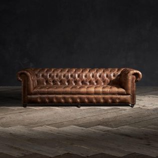 craftshades warm brown three seater Chesterfield sofa