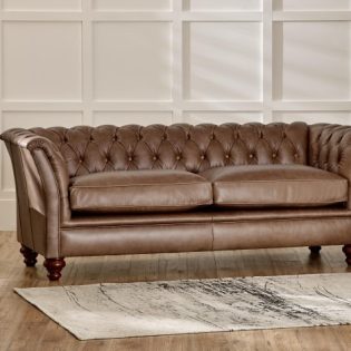 craftshades warm brown three seater Chesterfield sofa