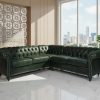 Craftshades Green L shape Chesterfield Sofa