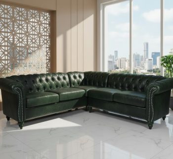 Craftshades Green L shape Chesterfield Sofa
