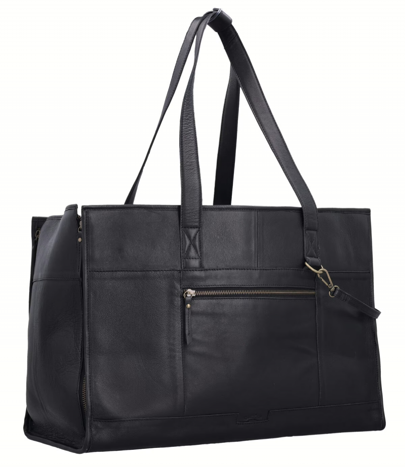 Premium Black Leather Pet Carrier Bag - Image 3