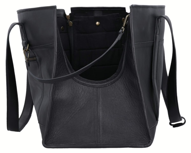 Premium Black Leather Pet Carrier Bag - Image 6