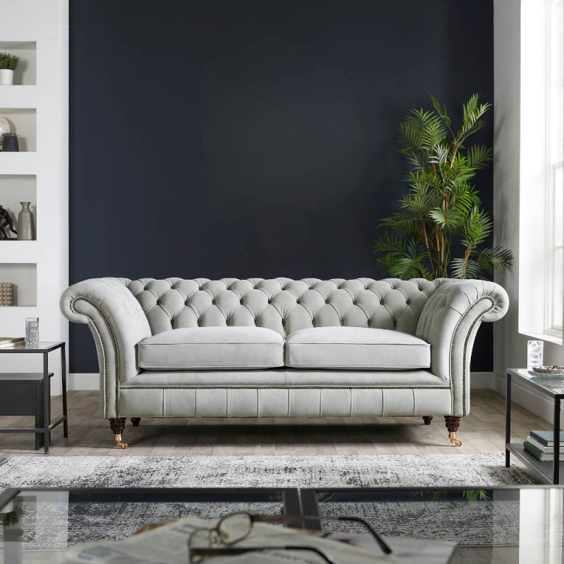 Drummond Tufted Leather Chesterfield Sofa