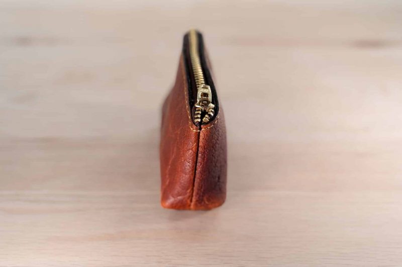 Genuine Leather Zippered Coin Purse with Gusseted Sides - Image 2