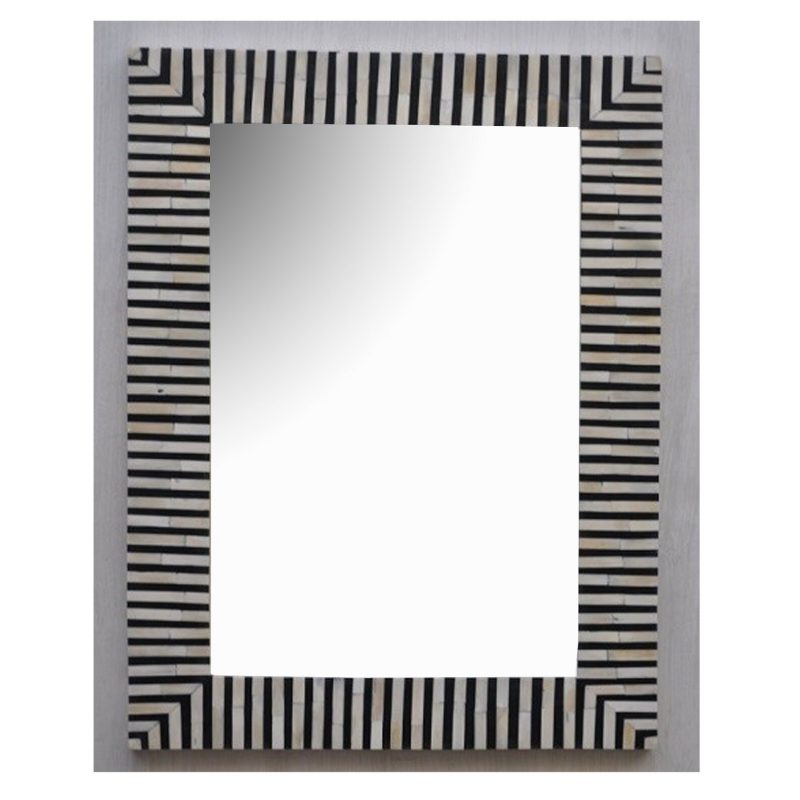 Handmade Bone Inlay Mirror Frame – Floral Motif