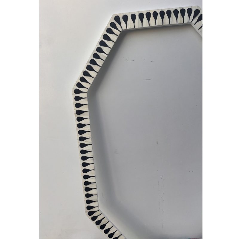 Handmade Bone Inlay Mirror Frame – Floral Design (White & Black) - Image 4