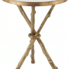 Twig-Inspired Marble Accent Table – Brass & White